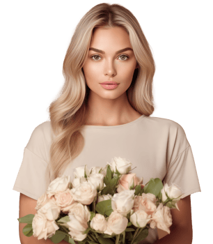 Beautiful girl with flowers. Illustration png