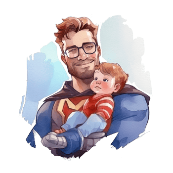 Father's day. Father with child watercolor. Illustration png