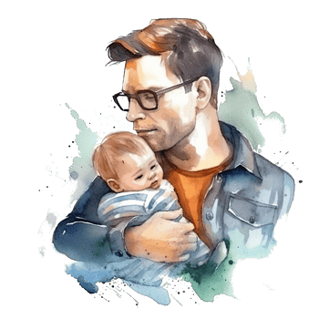 Father's day. Father with child watercolor. Illustration png