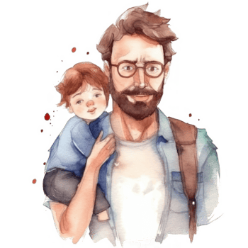 Father with child. Watercolor Father's Day Illustration. Illustration png