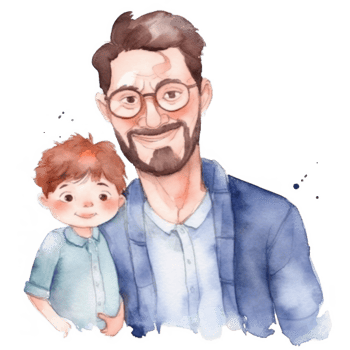Father with child. Watercolor Father's Day Illustration. Illustration png