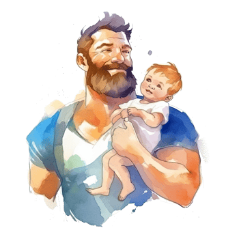 Father's day. Father with child watercolor. Illustration png