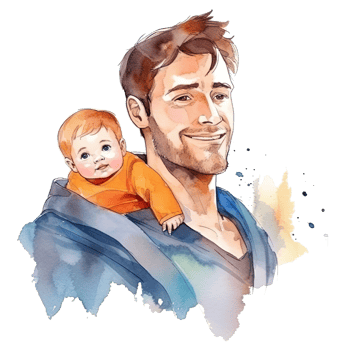 Father's day. Father with child watercolor. Illustration png