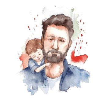 Father with child. Watercolor Father's Day Illustration. Illustration png