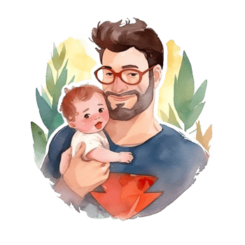 Father's day. Father with child watercolor. Illustration png