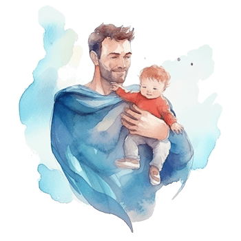 Father's day. Father with child watercolor. Illustration png