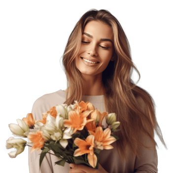 Beautiful girl with flowers. Illustration png