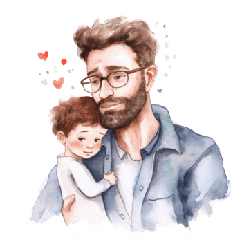 Father with child. Watercolor Father's Day Illustration. Illustration png