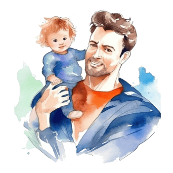 Father's day. Father with child watercolor. Illustration png