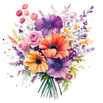 Watercolor flowe bouquet. Illustration png