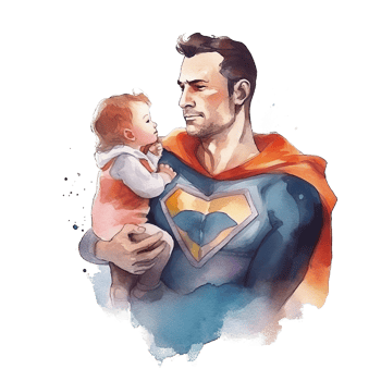 Father's day. Father with child watercolor. Illustration png