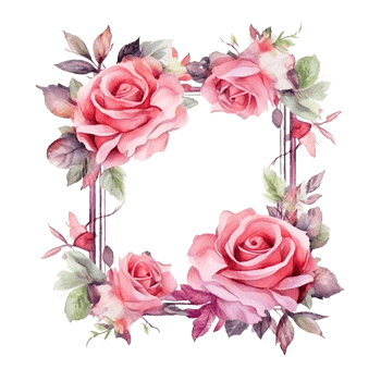 Rose watercolor frame. Illustration png