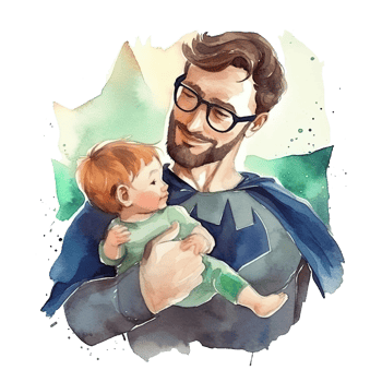 Father's day. Father with child watercolor. Illustration png