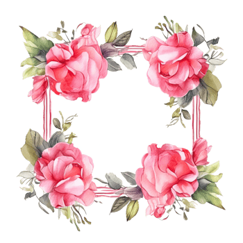 Rose watercolor frame. Illustration png