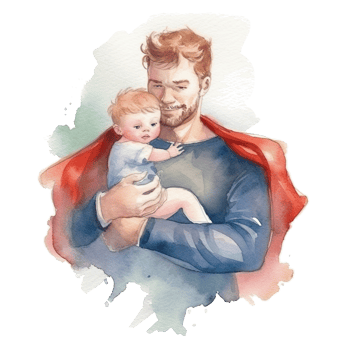 Father's day. Father with child watercolor. Illustration png