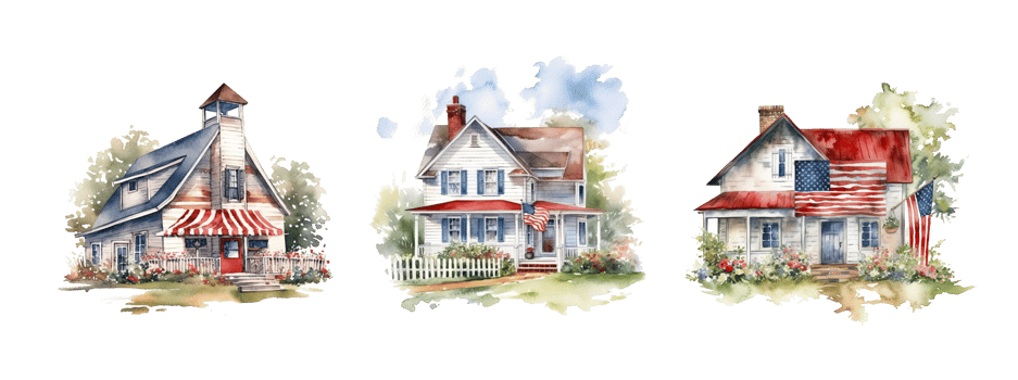 USA patriotic farmhouse ser. Illustration png