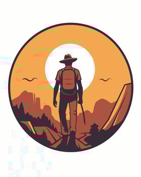 male hiking travel logo vector