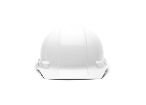 White Safety Hard Hat Facing Forward Isolated Ready for Your Logo - Transparent PNG. png