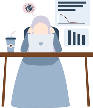 Stressed women at work vector