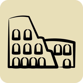 Icon Colosseum. suitable for education symbol. hand drawn style. simple design editable. design template vector. simple illustration vector