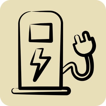 Icon Charging Station. suitable for Automotive symbol. hand drawn style. simple design editable vector