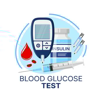 Blood glucose test vector icon of diabetes care