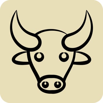 Icon Buffalo. related to Animal Head symbol. hand drawn style. simple design editable vector