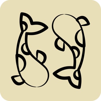 Icon Koi Carps. related to Thailand symbol. hand drawn style. simple design editable. World Travel vector