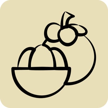 Icon Mangosteen. related to Thailand symbol. hand drawn style. simple design editable. World Travel vector