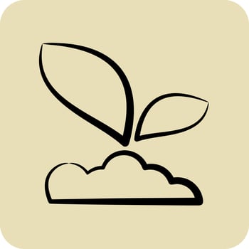 Icon Sprout 2. related to Flora symbol. hand drawn style. simple illustration. plant. Oak. leaf. rose vector