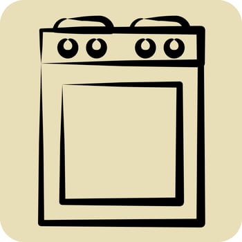 Icon Stove. suitable for Kitchen Appliances symbol. hand drawn style. simple design editable vector