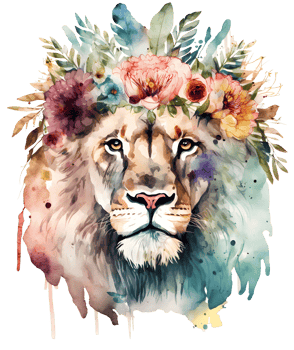 watercolor lion head, png