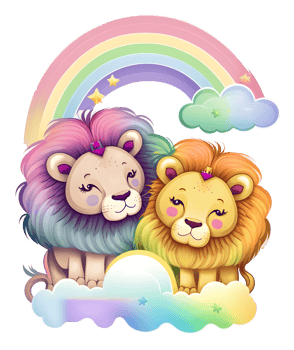 Lion couple, aesthetic png