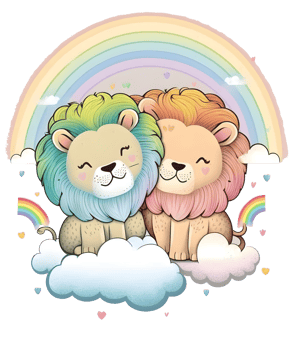 Lion couple, aesthetic png