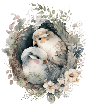 cute chicken couple watercolor, png