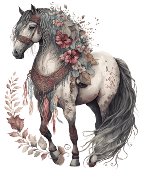 Floral horse watercolor, png
