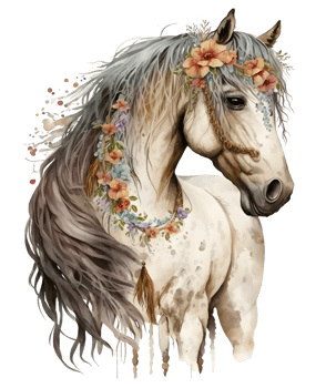 Floral horse watercolor, png