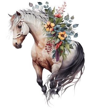 Floral horse watercolor, png