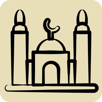 Icon Mosque. suitable for education symbol. hand drawn style. simple design editable. design template vector