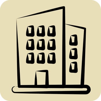 Icon New Building. suitable for education symbol. hand drawn style. simple design editable. design template vector