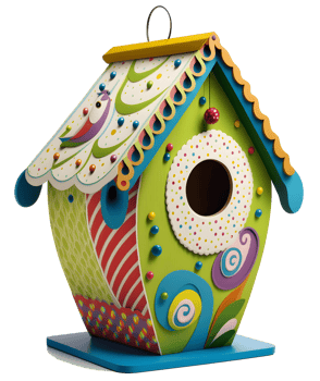 whimsical bird house isolated, png