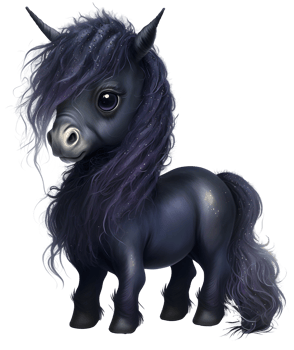 cute black unicorn watercolor, png