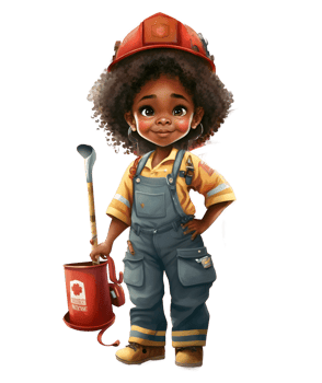 watercolor firefighter kid illustration, png
