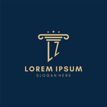 LZ monogram initial logo with pillar and stars, best design for legal firm vector