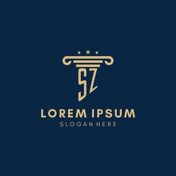 SZ monogram initial logo with pillar and stars, best design for legal firm vector