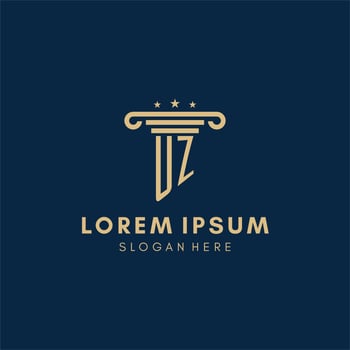 UZ monogram initial logo with pillar and stars, best design for legal firm vector