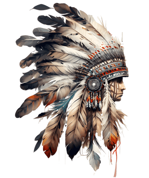 Native american tribal feather watercolor crown, png