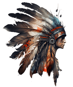 Native american tribal feather watercolor crown, png