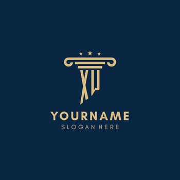 XW monogram initial logo with pillar and stars, best design for legal firm vector