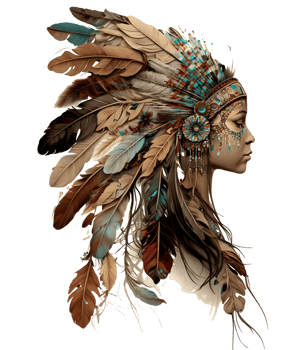 Native american tribal feather watercolor crown, png
